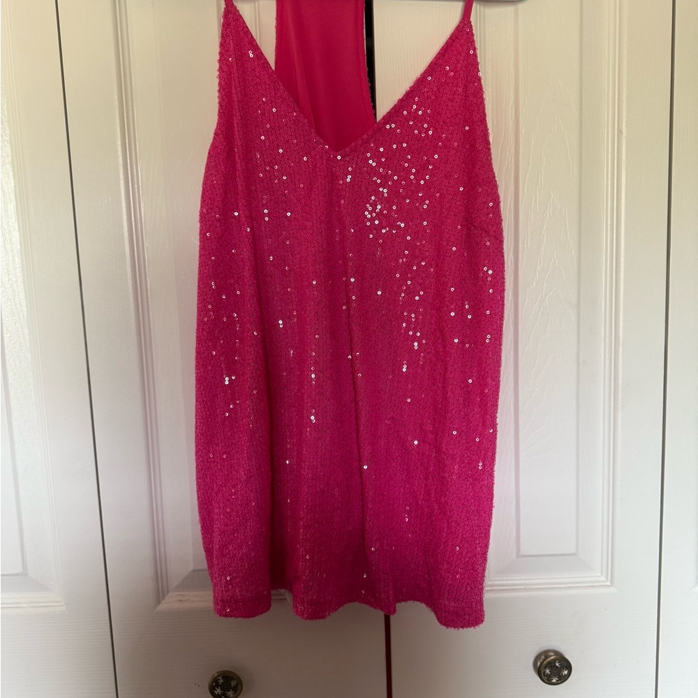 Pink Sequin Sleeveless Top